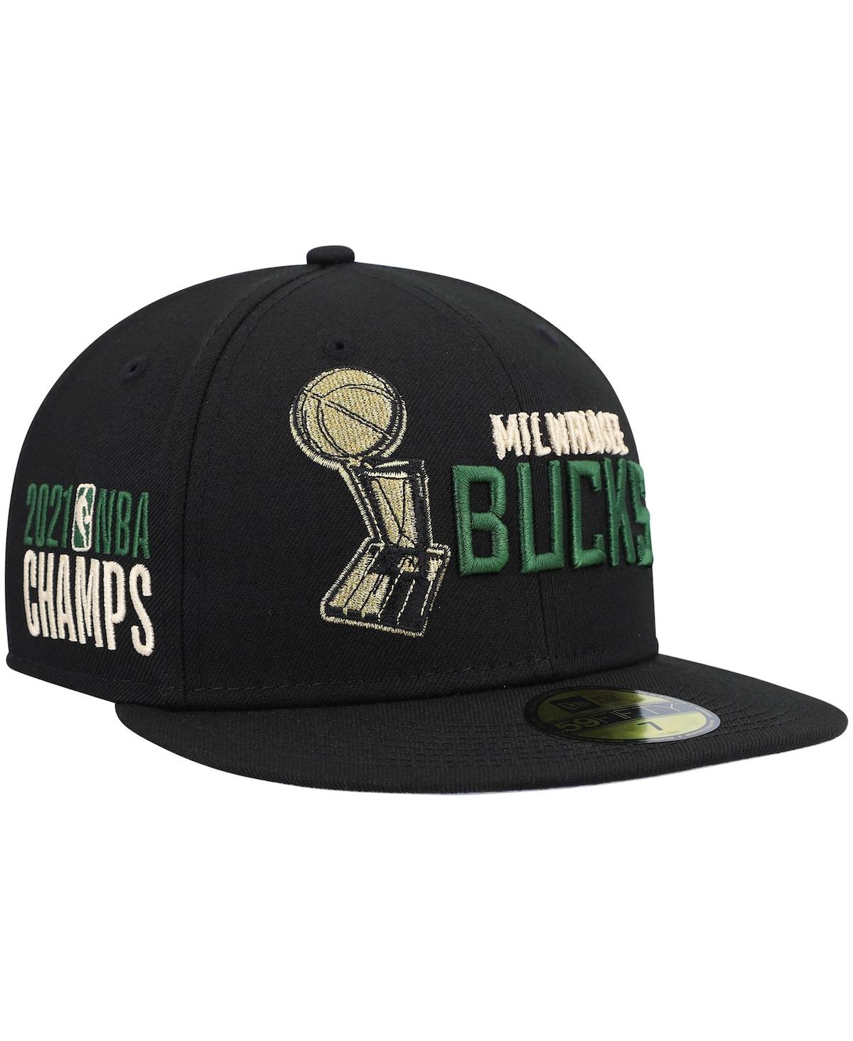 Men's New EraMilwaukee Bucks Champs Trophy 59Fifty Fitted Hat - Black