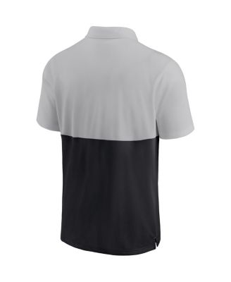Men's Silver, Black Chicago White Sox Team Baseline Striped Performance Polo Shirt