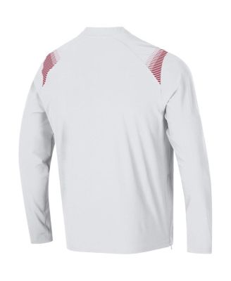 Men's White Wisconsin Badgers 2021 Sideline Motivate Quarter-Zip Jacket