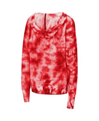 Women's Red Wisconsin Badgers Shavonee Tie-Dye Pullover Hoodie