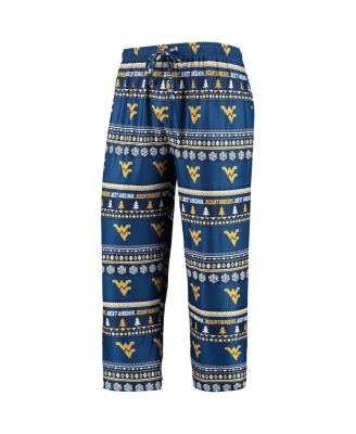 Men's Navy West Virginia Mountaineers Ugly Sweater Long Sleeve T-shirt and Pants Sleep Set