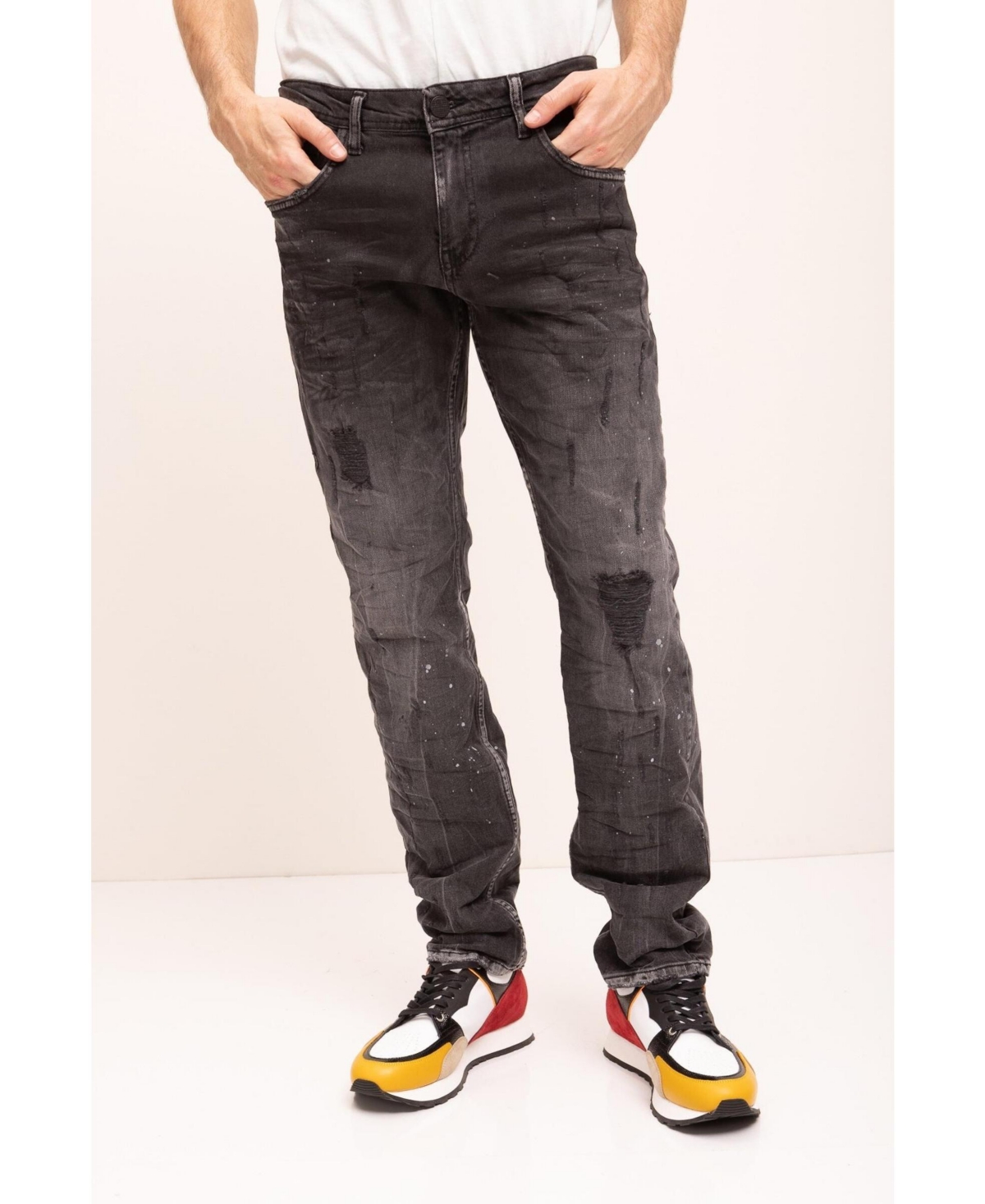 Men's Modern Distressed Denim Jeans - Black