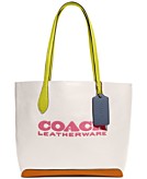 Coach Kia Medium Carnation Colorblock Pebbled Leather Tote Bag Handbag