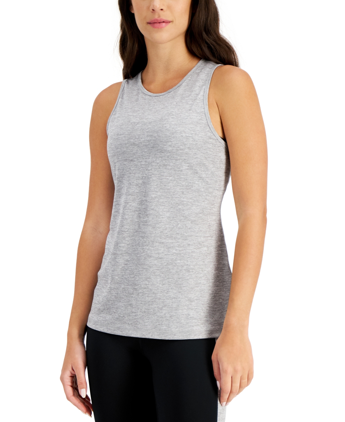 Women's Essentials Heathered Keyhole-Back Tank Top, Created for Macy's - Storm Grey