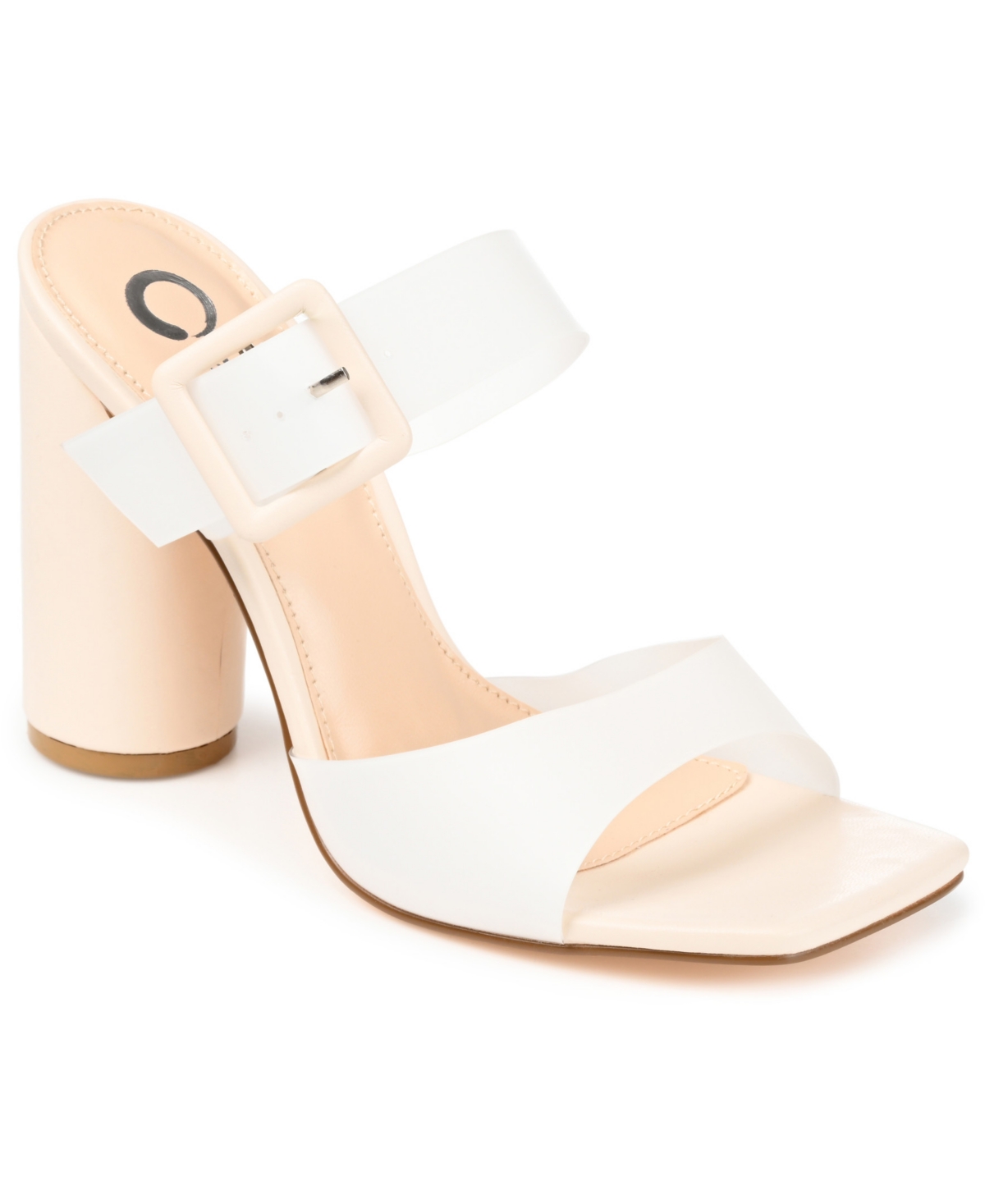 Women's Luca Vinyl Double Strap Block Heel Dress Sandals - Off White