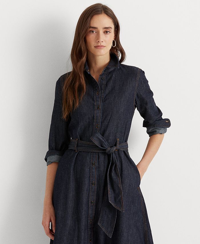 Lauren Ralph Lauren Denim A-Line Shirtdress - Macy's
