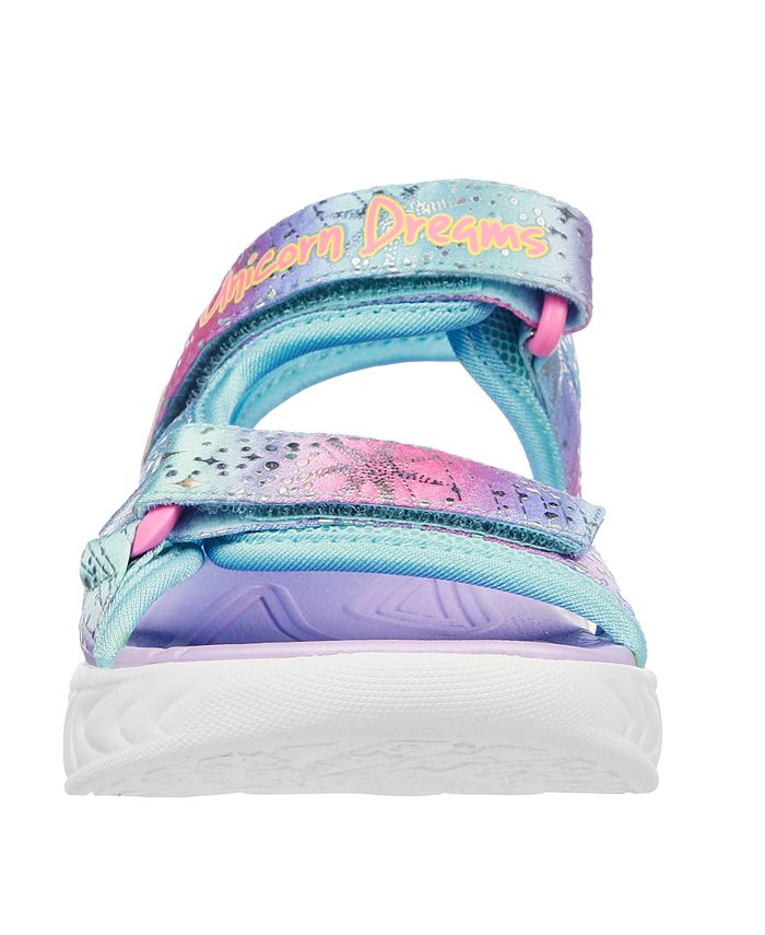 Skechers Little Finish Girls Casual - from Line Sandals - Stay-Put Closure Dreams Light-Up Bliss Unicorn Macy\'s Majestic