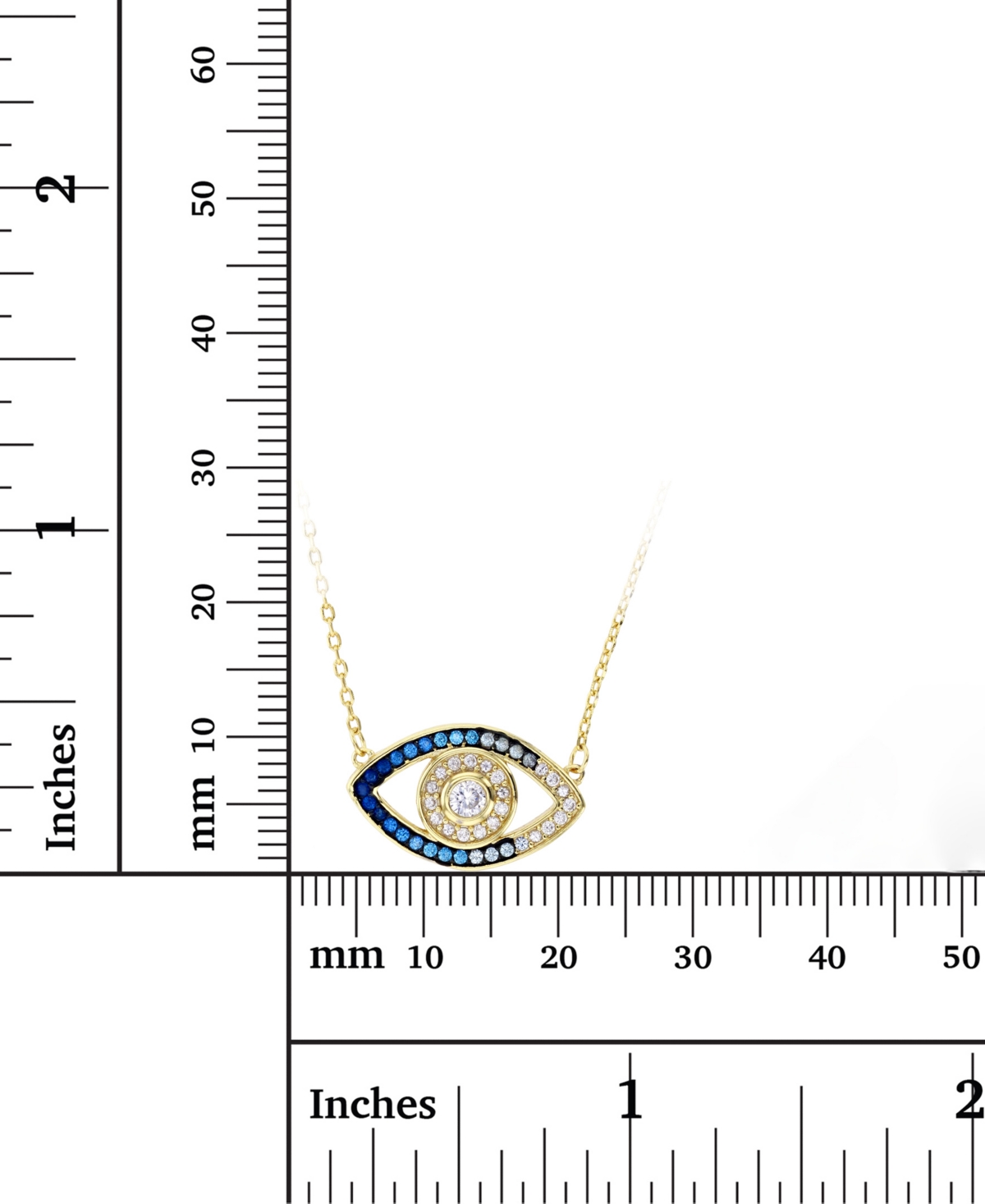 Cubic Zirconia Evil Eye Pendant Necklace in 14k Gold-Plated Sterling Silver, 16
