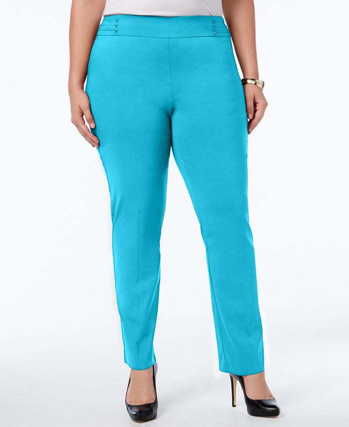 JM Collection Plus Size Tummy Control PullOn SlimLeg Pants Macy's