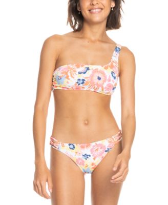 Roxy Juniors Beach Classics Printed Asymmetrical Bikini Top Hipster Bottoms Women's Swimsuit