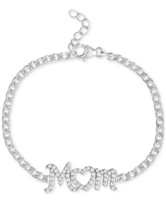 Giani Bernini - Cubic Zirconia MOM Curb Link Chain Bracelet in Sterling Silver