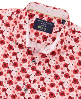 Мужская рубашка-стрейч Society of Threads приталенного кроя из негладкого материала с цветочным принтом Performance