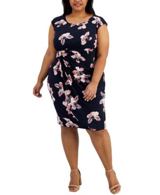 Connected Womens Printed Side Tab Sheath Dress Brown Size 6petite main image 0