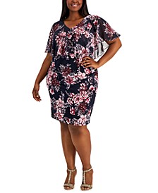 Connected Womens Dress Plus Size Printed Tiered Sheath Dress Striped Blue $79 