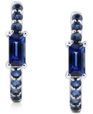 Sapphire Extra Small Hoop Earrings (1/2 ct. t.w.) in 14k White Gold, 0.43"