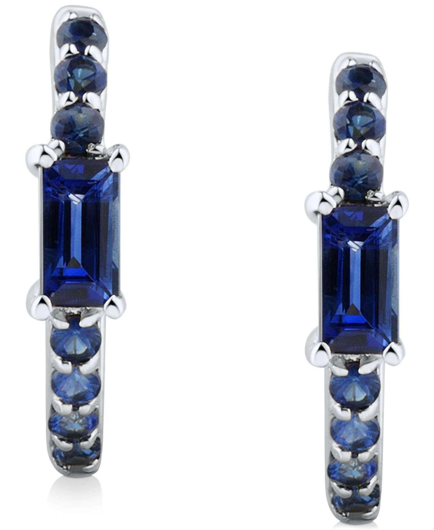 Sapphire Extra Small Hoop Earrings (1/2 ct. t.w.) in 14k White Gold, 0.43"