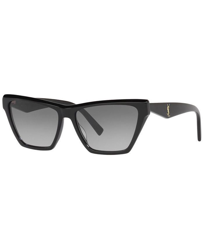  SAINT LAURENT Women's Glam Cat Eye Sunglasses, Black Black  Grey, One Size : Clothing, Shoes & Jewelry