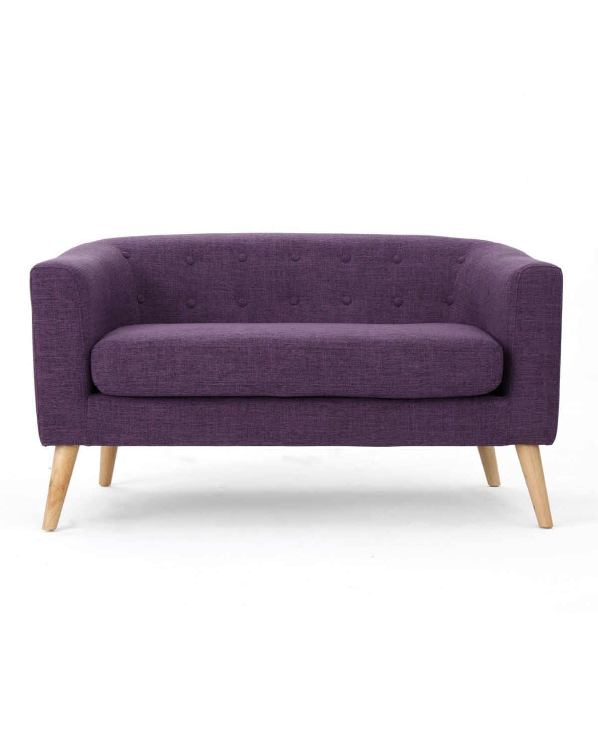 Noble House Bridie Muted Mid Century Modern Loveseat In Muted Purple