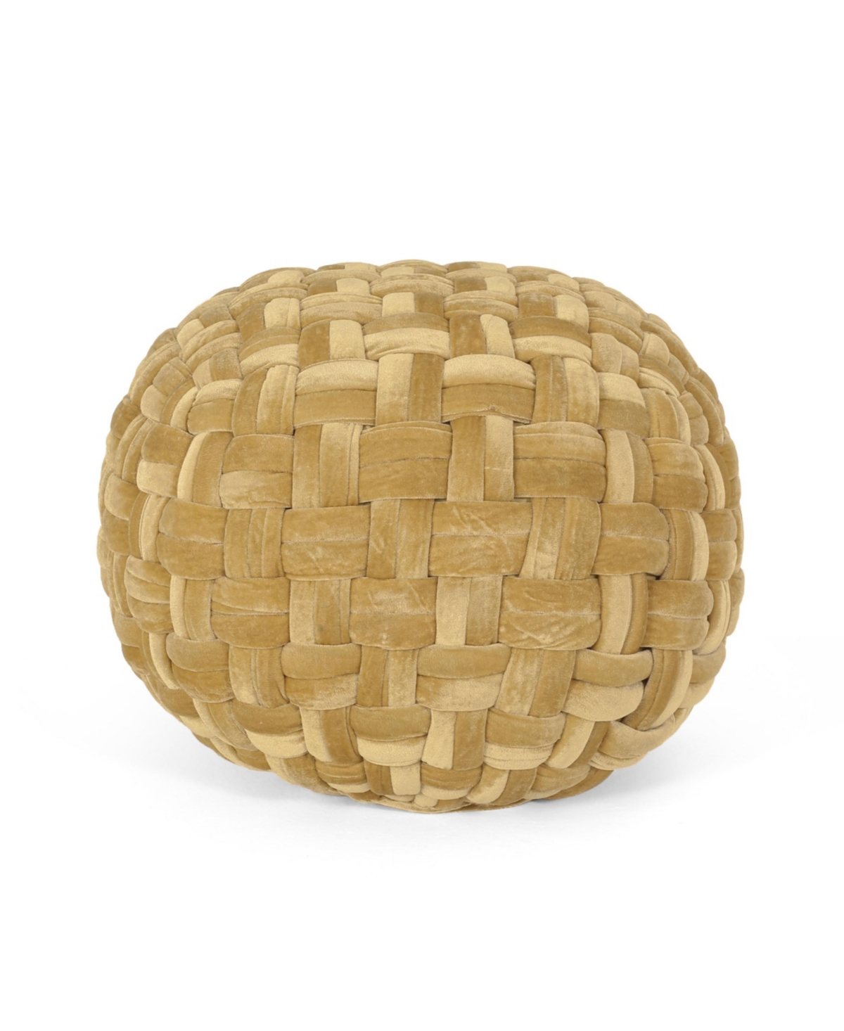 Noble House Negley Modern Glam Weave Round Pouf In Gold Tone