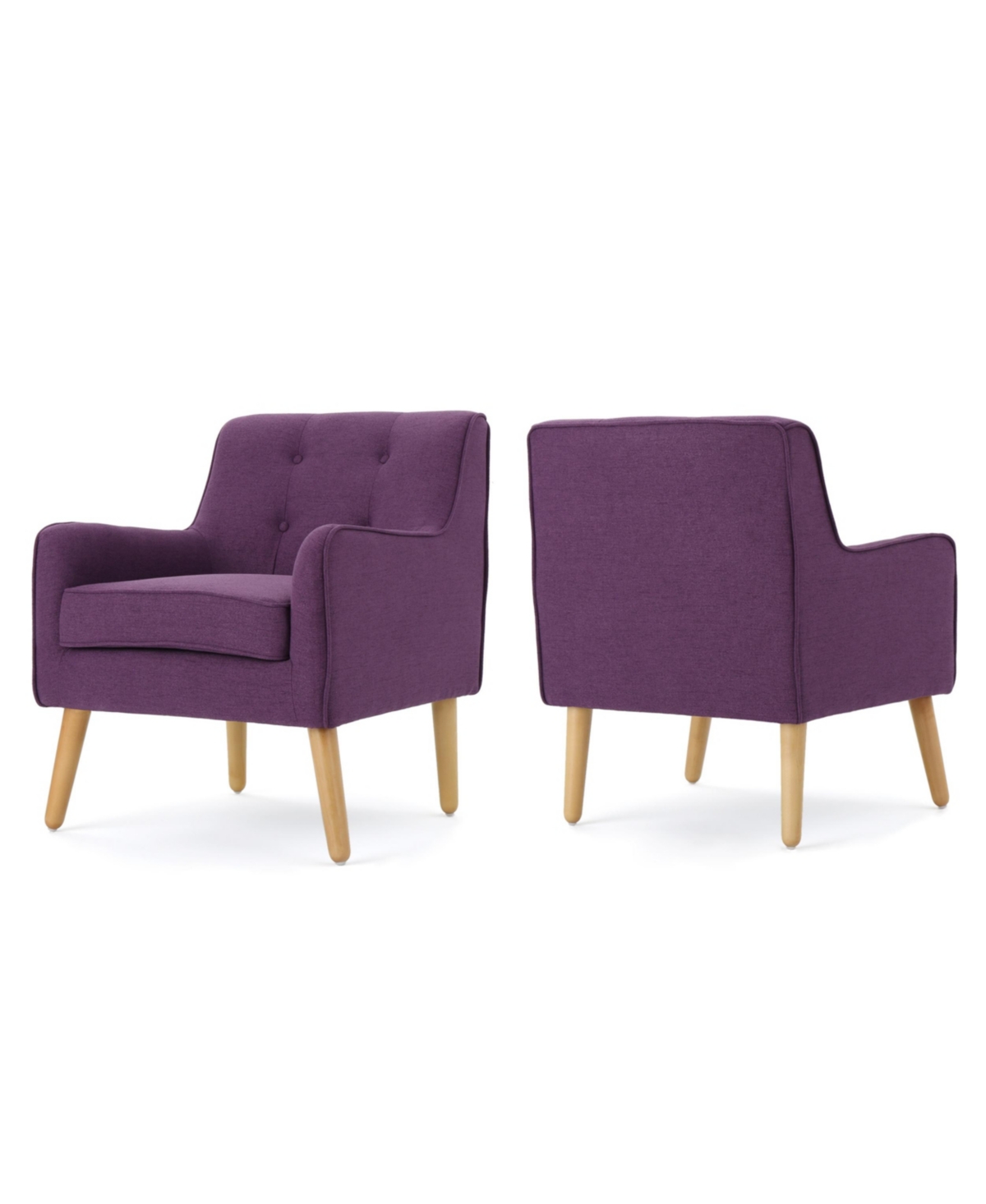 Noble House Felicity Mid Century Arm Chair Set, 2 Piece In Purple