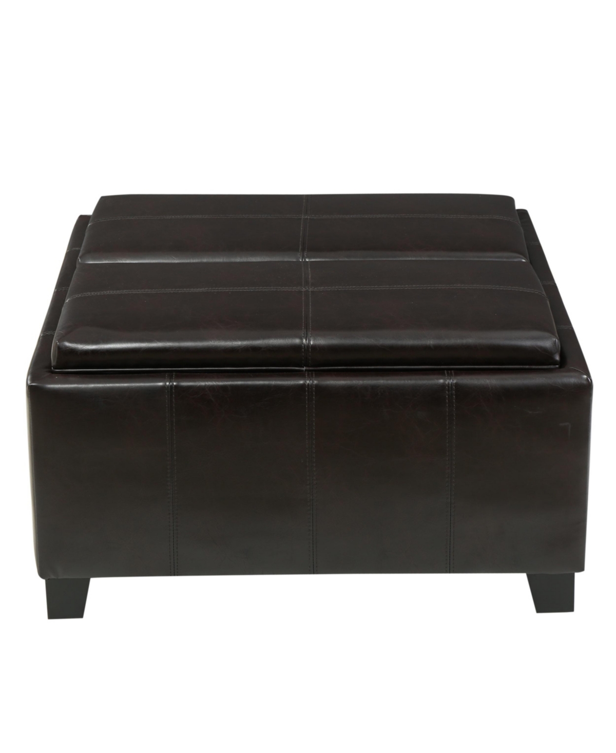 Noble House Mansfield Contemporary Tray Top Storage Ottoman In Brown