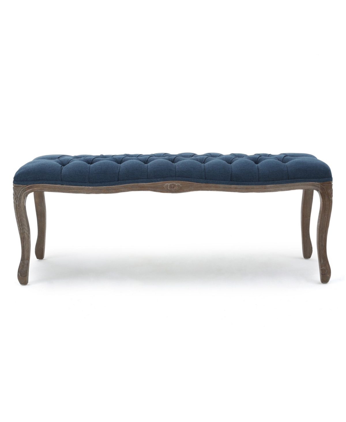 Noble House Tassia Traditional Button Tufted Bench In Dark Blue