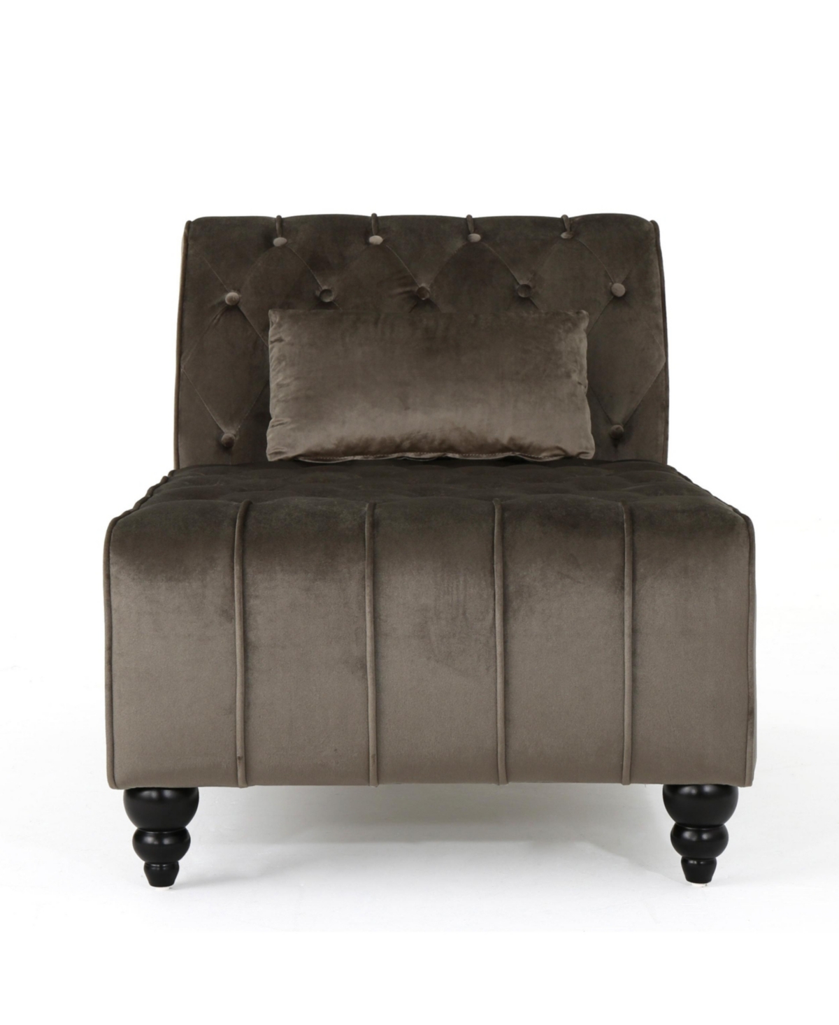 Noble House Rubie Modern Glam Tufted Chaise Lounge With Scrolled Backrest In Gray