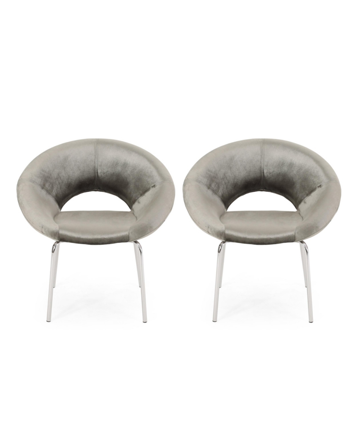 Noble House Paschall Modern Glam Velvet Accent Chairs Set, 2 Piece In Gray