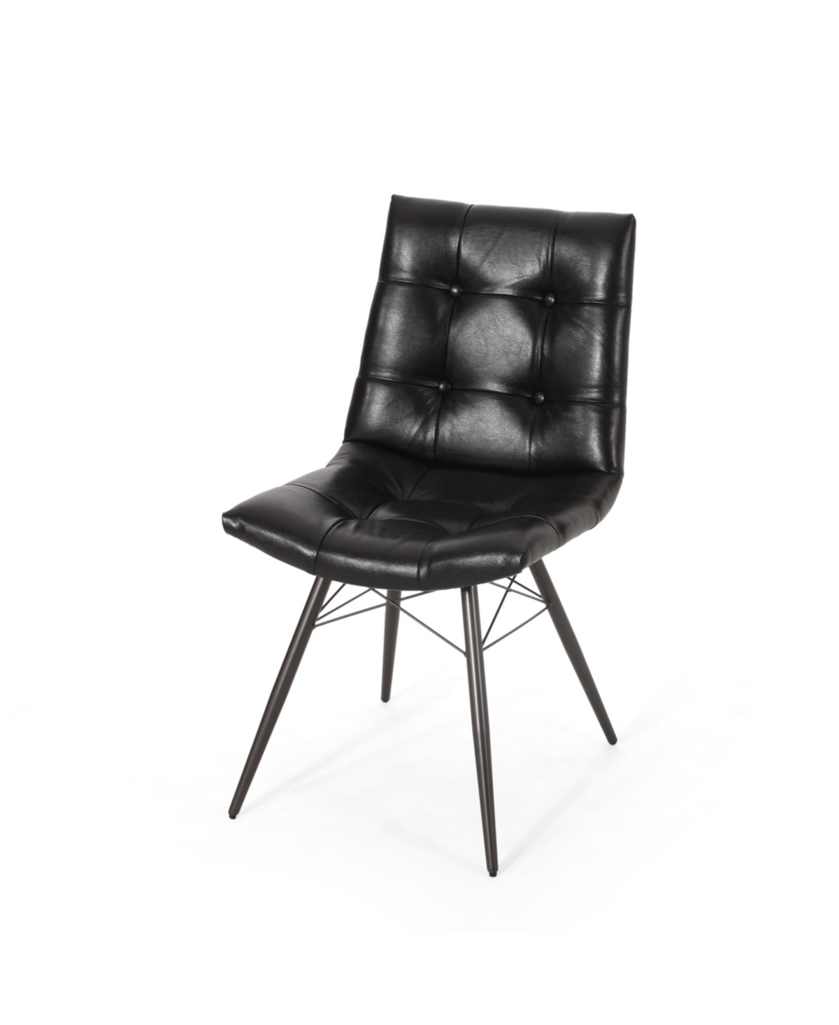 Noble House Pineview Contemporary Tufted Dining Chairs With Toothpick Legs Set, 2 Piece In Black