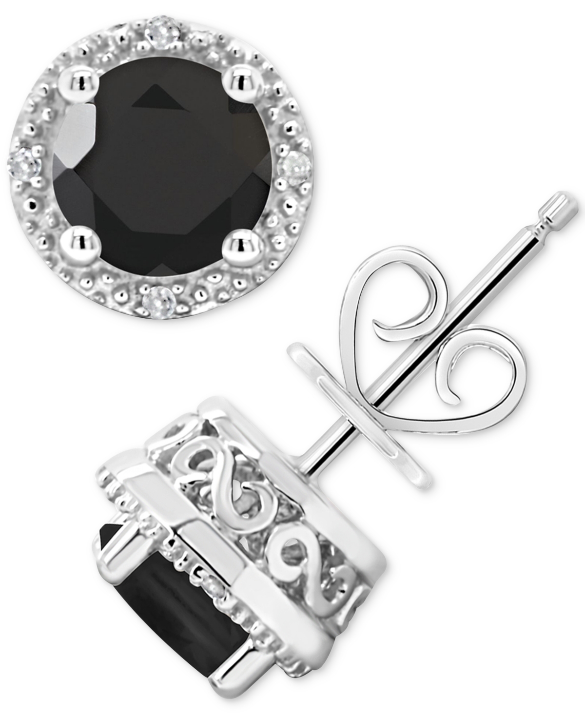 Macy's Cultured Freshwater Pearl & Diamond Accent Stud Earrings In Sterling Silver (also In Onyx, Labradori In Onyx