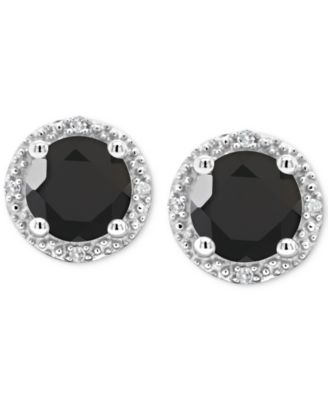 Cultured Freshwater Pearl & Diamond Accent Stud Earrings in Sterling Silver (Also in Onyx, Labradorite &Turquoise)