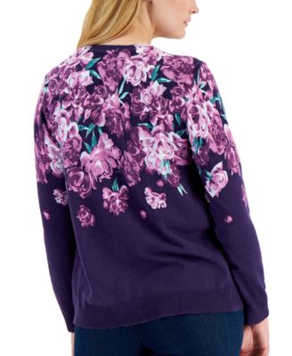 Karen Scott Women's Floral Button 