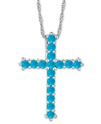 Onyx Cross 18" Pendant Necklace in Sterling Silver (Also in Turquoise)