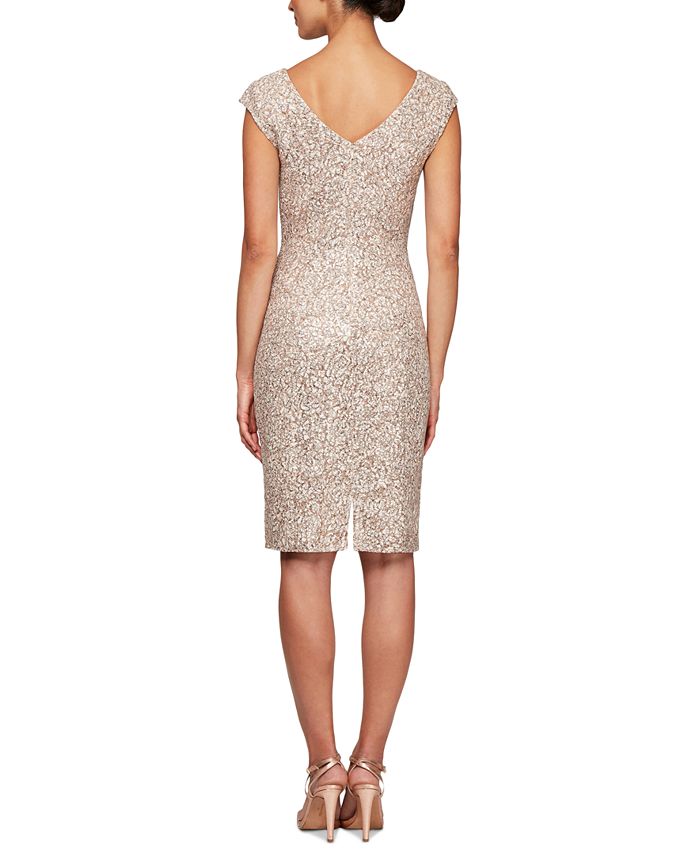 Alex Evenings Petite Cap Sleeve Sequined Lace Sheath Dress Macy s