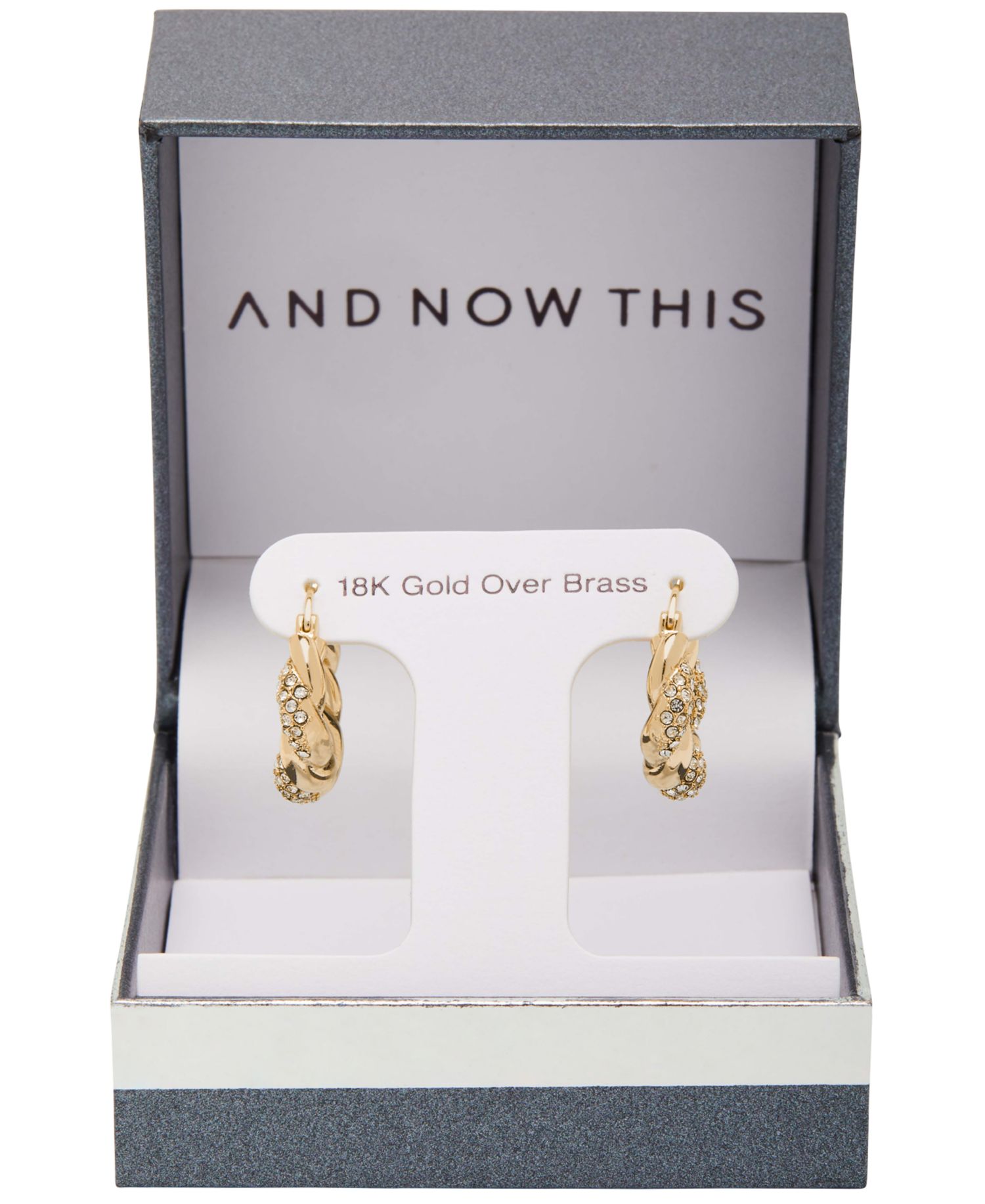 Women's Crystal Twist Puff Hoop Earring