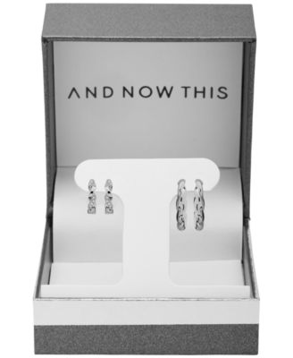 Women's Crystal Twist Hoop Earrings Set, 4 Pieces