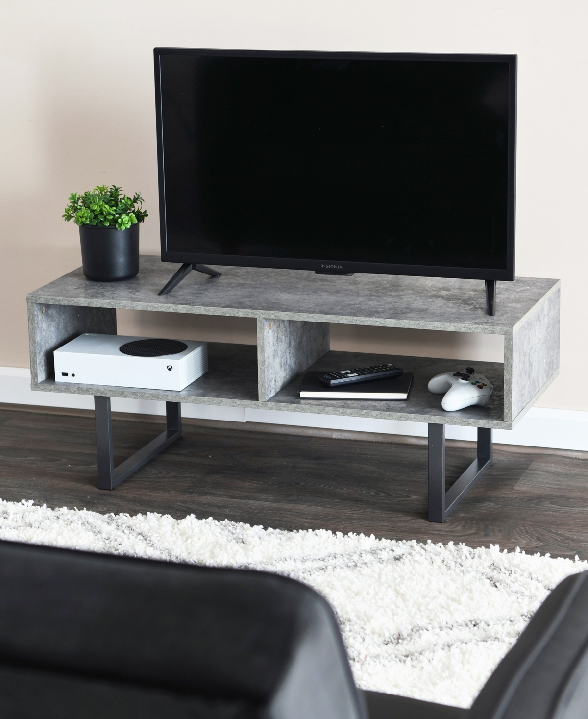 Household Essentials Modern Coffee Table With 2 Compartments In Gray