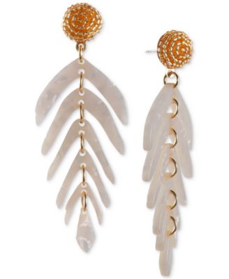 I.N.C. International Concepts - Gold-Tone Beaded Cluster & Shaky Palm Leaf Statement Earrings