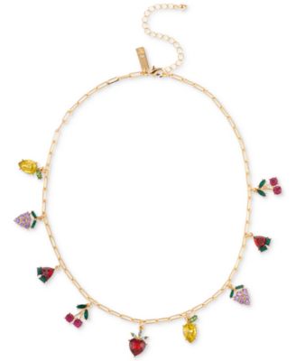 INC International Concepts - Gold-Tone Mixed Stone Fruit Shaky Charm Necklace, 17" + 3" extender