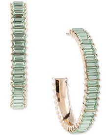 Medium Baguette-Crystal C-Hoop Earrings, 1.72", Created for Macy's