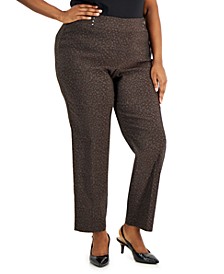 Plus Size Cheetah Rivet Pants, Created for Macy's