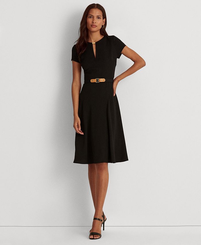Lauren Ralph Lauren Belted Georgette Dress & Reviews - Dresses - Women -  Macy's