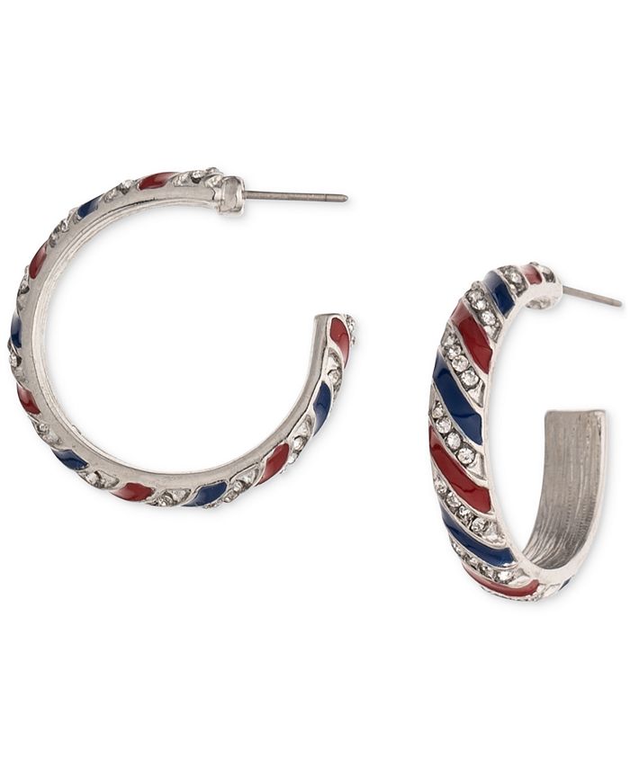 Red white and discount blue hoop earrings