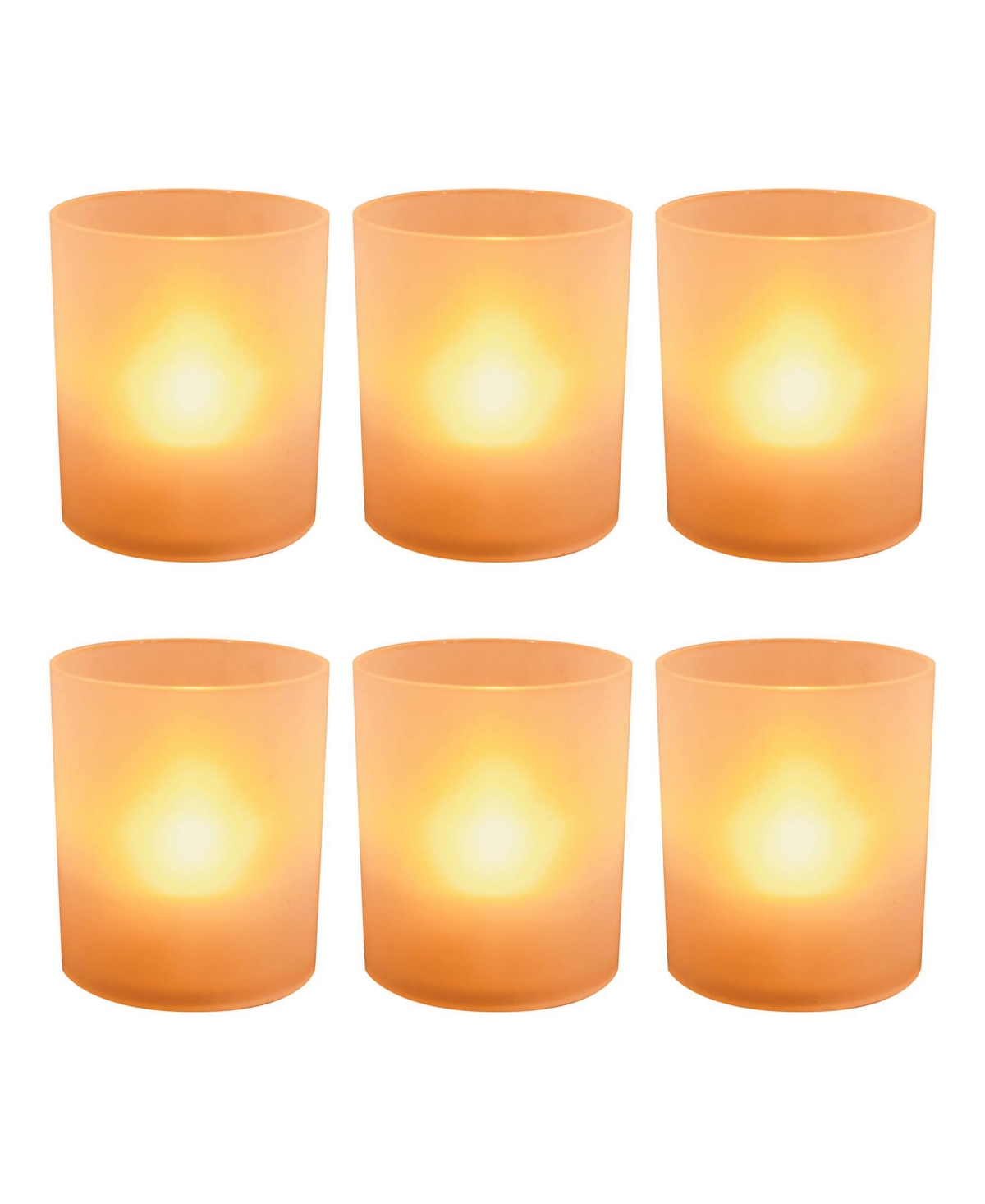 Battery Operated Led Lights in Frosted Votive Holders, 6 Pieces - Orange