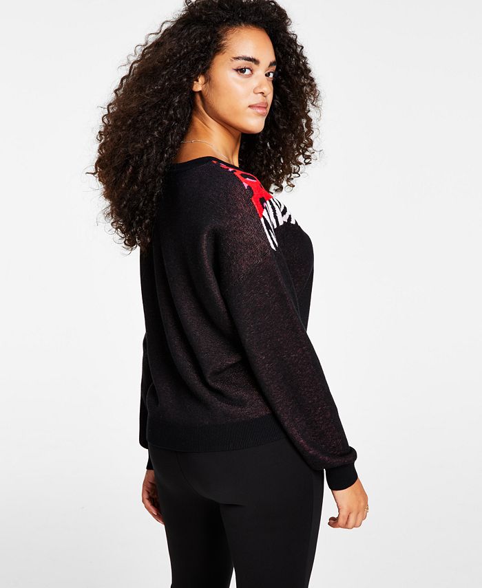 Bar III Women's Loose-Fit Colorblocked Drop-Shoulder Sweater, Created