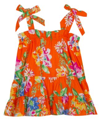 Photo 1 of SIZE 6-9 M Baby Girls Floral Tiered with Bow Ties Ruffle Dress