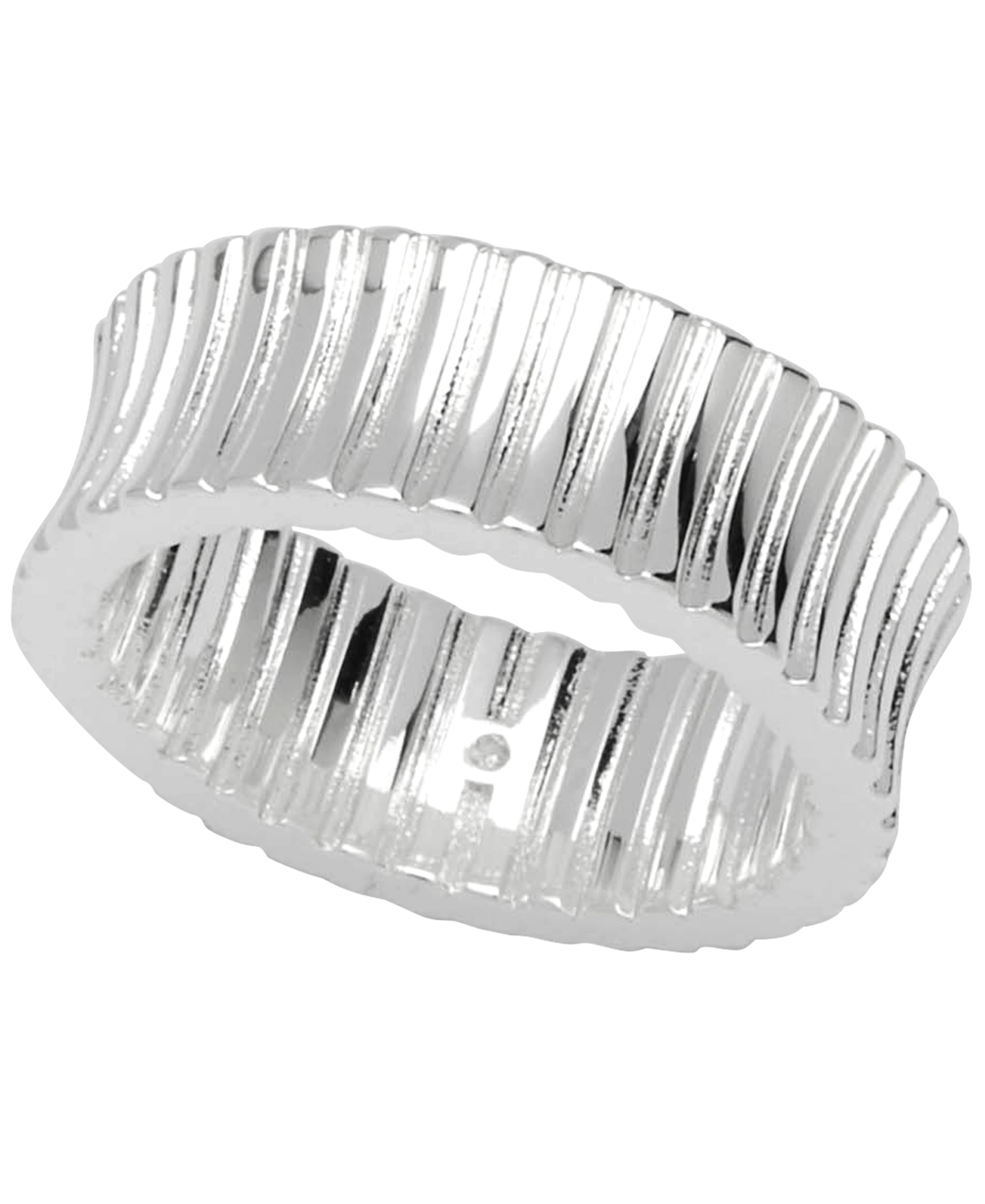 Shop And Now This Women's Concaved Ribbed Texture Ring In Fine Silver Plated