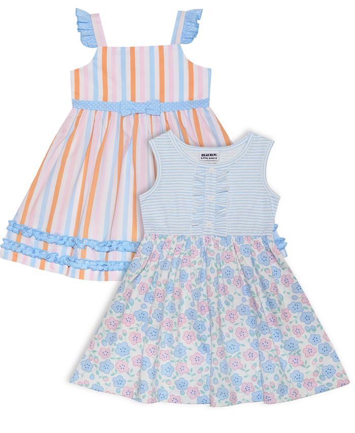 Blueberi Boulevard Little Girls Ruffle-Trim Striped Dress and Stripe-N ...