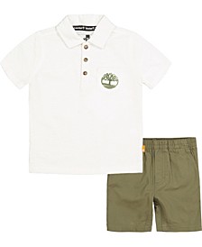 Toddler Boys Logo Polo Shirt and Twill Shorts, 2 Piece Set