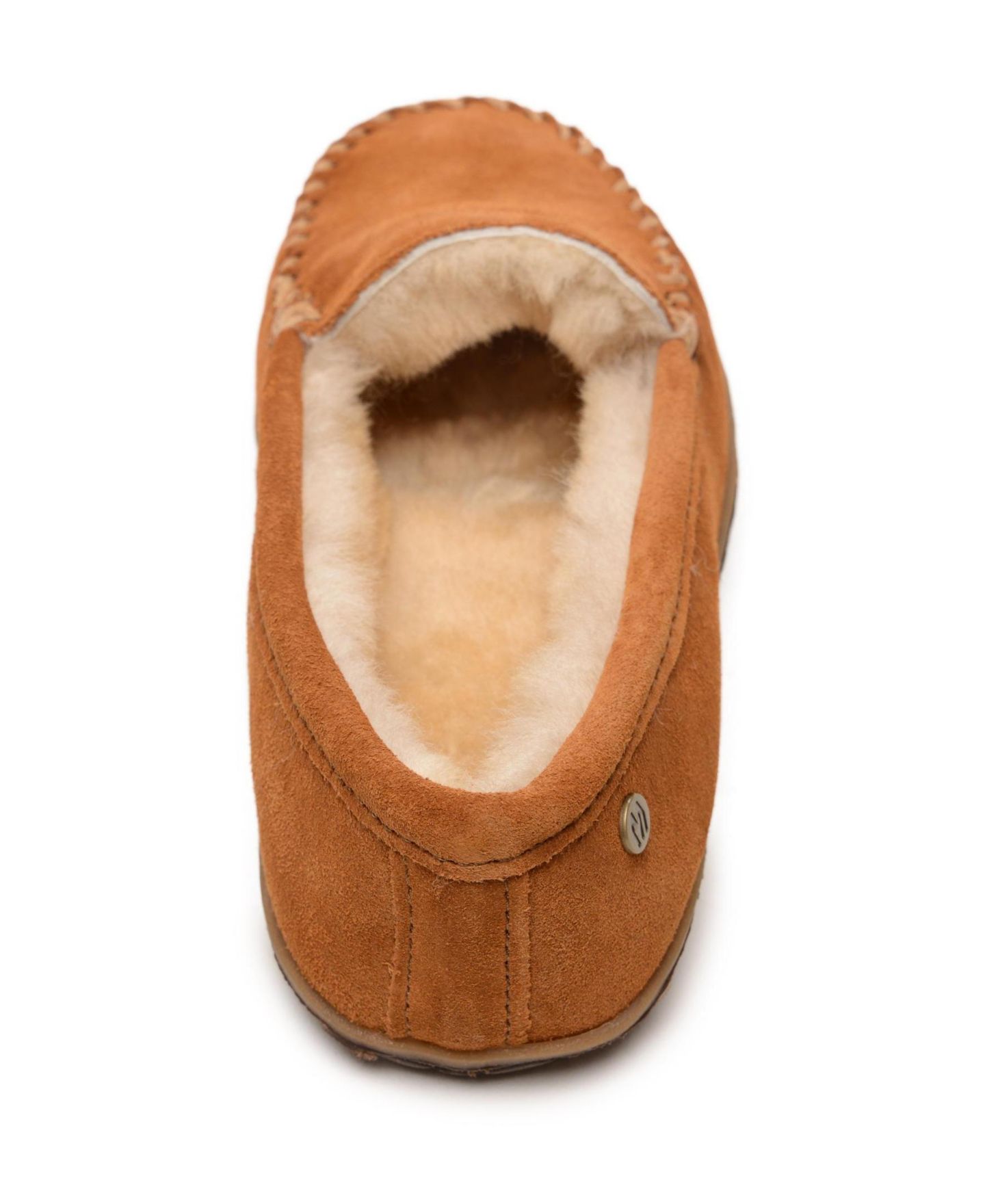 Мужские тапочки Minnetonka Suede Sheepskin Tobie Slippers, цвет: Коричневый — фото 10